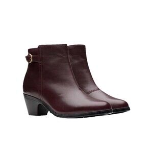 Clarks Women’s Collection Emily 2 Belle Leather Boots Wine Size 9.5M NIB